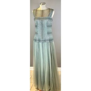 Tadashi Shoji Lace and Sequin Gown in Mint Green Size 12